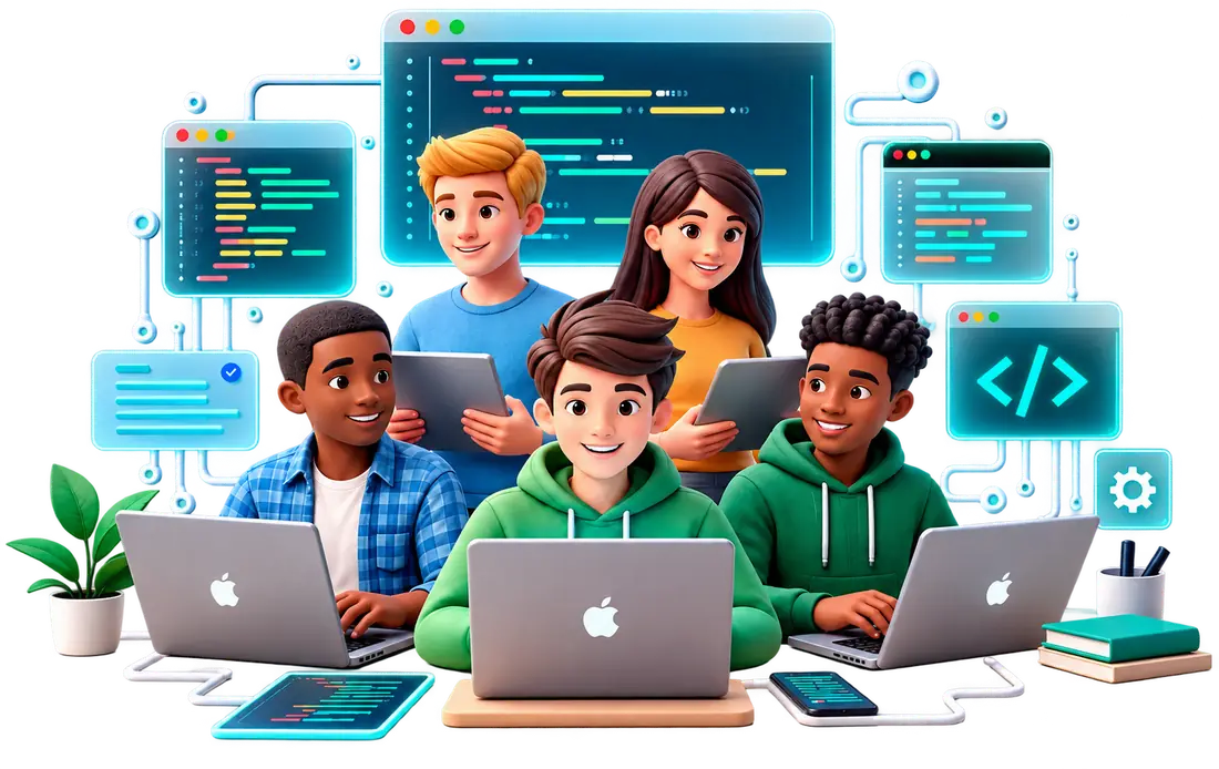 Students learning to code together at Coding Now Tech Institute